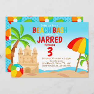 Invitación a fiesta de cumpleaños de Beach Bash