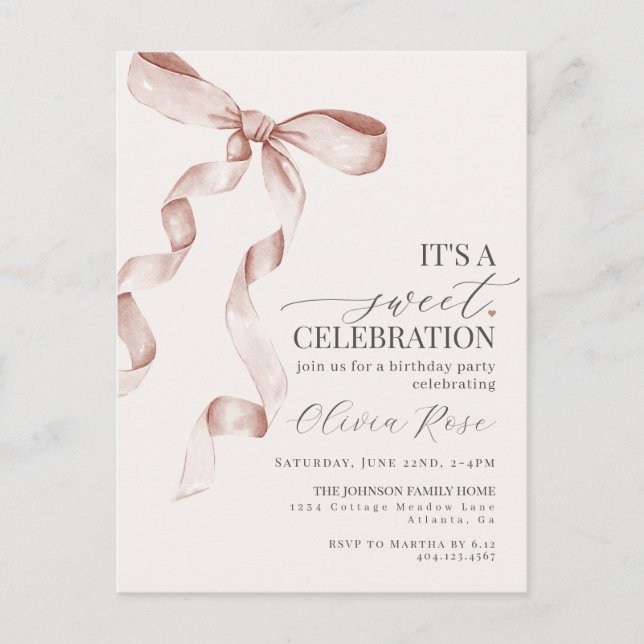 Invitación a fiesta de cumpleaños de Beige Coquett (Anverso)