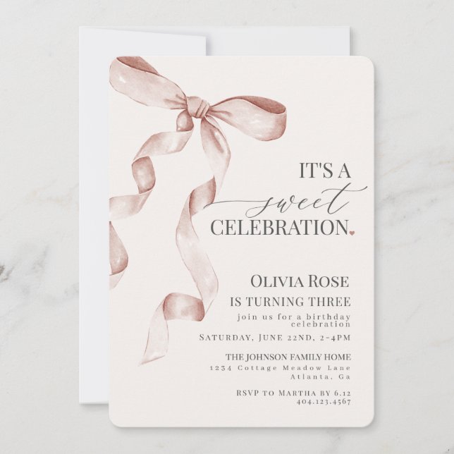 Invitación a fiesta de cumpleaños de Beige Coquett (Anverso)