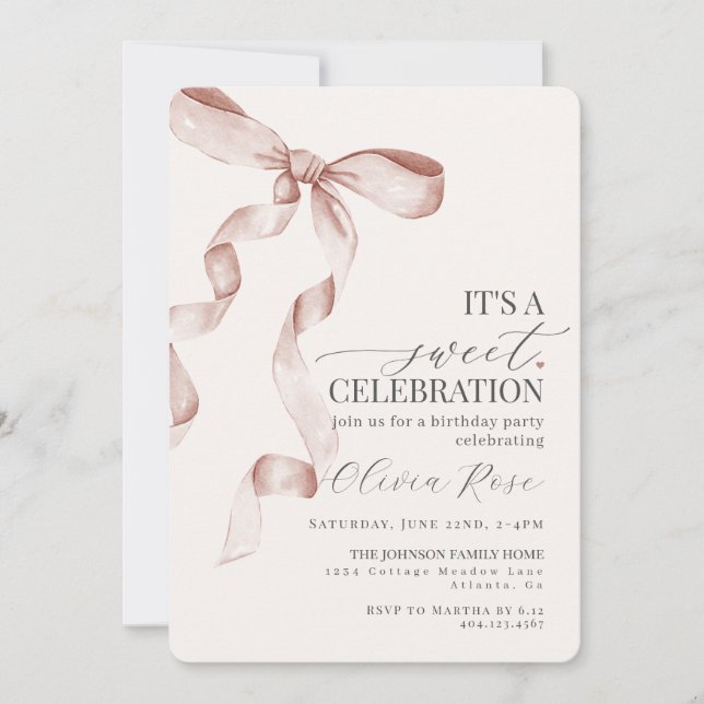 Invitación a fiesta de cumpleaños de Beige Coquett (Anverso)