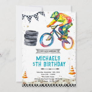 Invitación a fiesta de cumpleaños de bicicleta BMX
