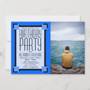 Invitación a fiesta de cumpleaños de Blue Geometri