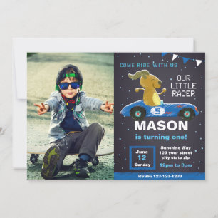 Invitación a fiesta de cumpleaños de Blue Racer Ca