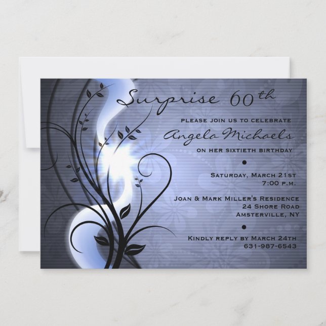 Invitación a fiesta de cumpleaños de Blue Swirls (Anverso)