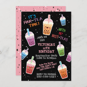 Invitación a fiesta de cumpleaños de Boba Tea Fies