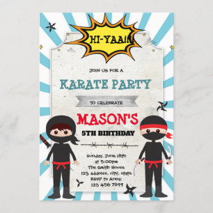 Invitación a fiesta de cumpleaños de Boy ninja kar