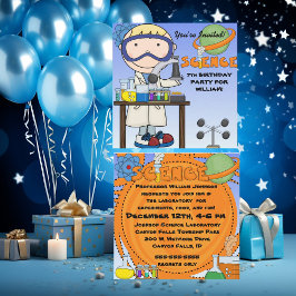 Invitación a fiesta de cumpleaños de Boy Science