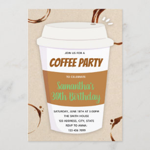 invitación a fiesta de cumpleaños de café