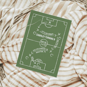 Invitación a fiesta de cumpleaños de campo de fútb