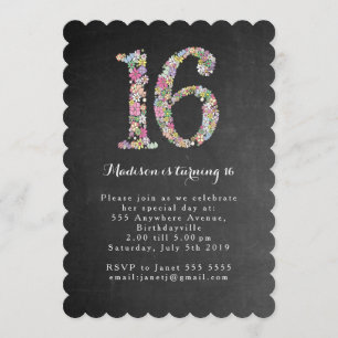 Invitación a fiesta de cumpleaños de Chalkboard Fl