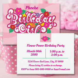 Invitación a fiesta de cumpleaños de Chica floral