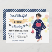 Invitación a fiesta de cumpleaños de Chica japonés