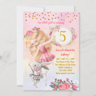 Invitación a fiesta de cumpleaños de Chica y conej