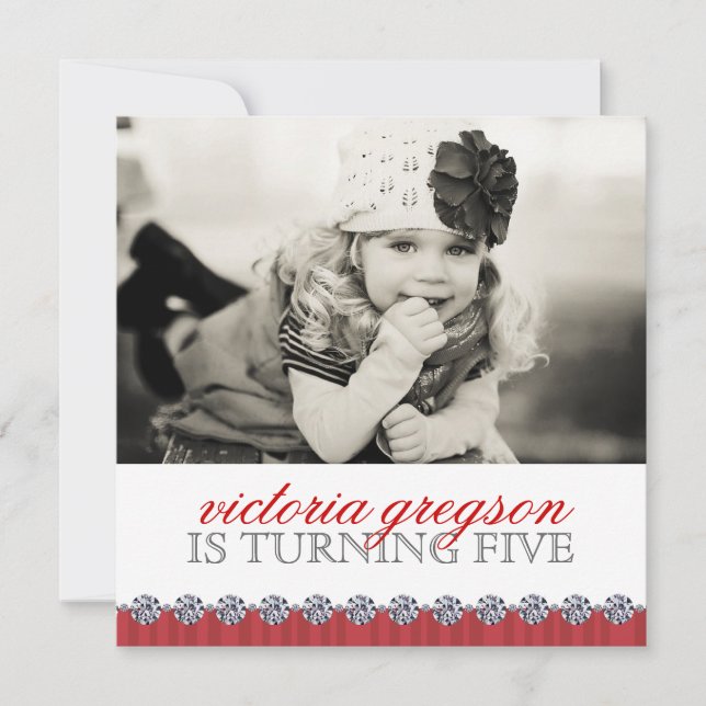 Invitación a fiesta de cumpleaños de chicas extrav (Anverso)