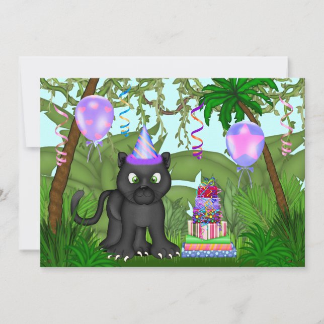 Invitación a fiesta de cumpleaños de chicas Jungle (Anverso)