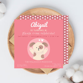 Invitación a fiesta de cumpleaños de chicas rosada