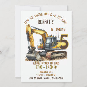 Invitación a fiesta de cumpleaños de construcción