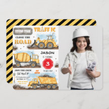 Invitación a fiesta de cumpleaños de construcción