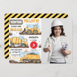 Invitación a fiesta de cumpleaños de construcción 