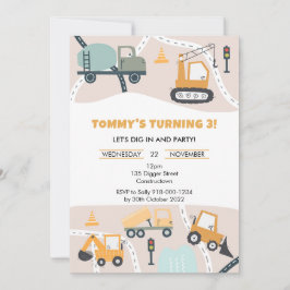Invitación a fiesta de cumpleaños de construcción