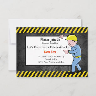 Invitación a fiesta de cumpleaños de construcción