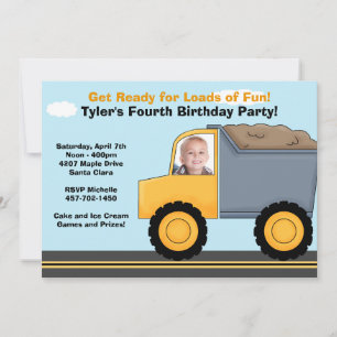 Invitación a fiesta de cumpleaños de construcción