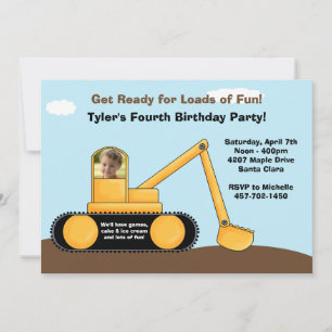 Invitación a fiesta de cumpleaños de construcción