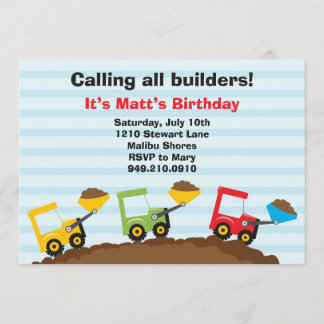 Invitación a fiesta de cumpleaños de construcción