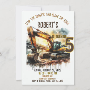 Invitación a fiesta de cumpleaños de construcción
