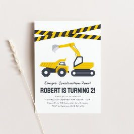 Invitación a fiesta de cumpleaños de construcción