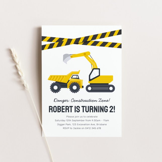 Invitación a fiesta de cumpleaños de construcción (Subido por el creador)