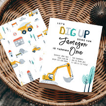 Invitación a fiesta de cumpleaños de construcción