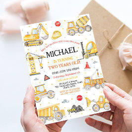 Invitación a fiesta de cumpleaños de construcción