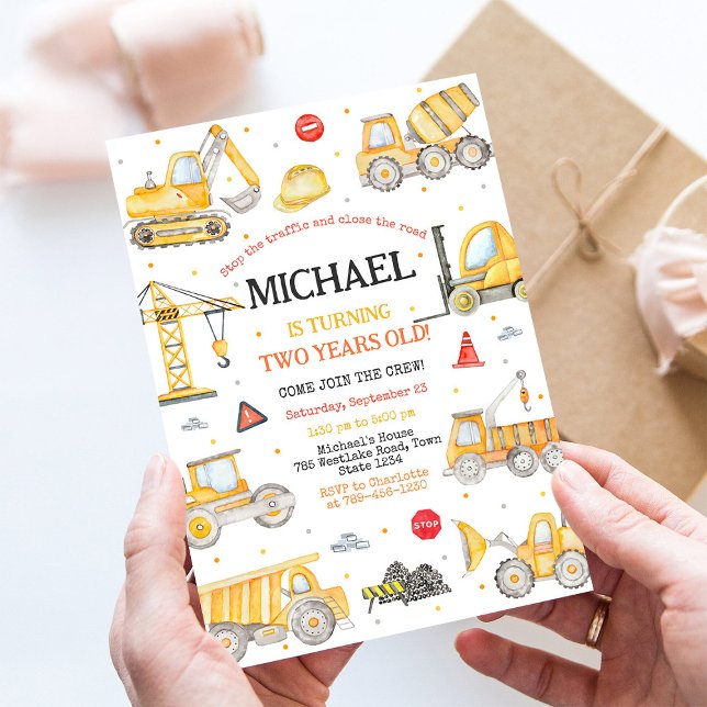 Invitación a fiesta de cumpleaños de construcción (Subido por el creador)