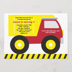 Invitación a fiesta de cumpleaños de construcción