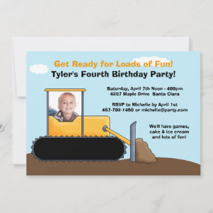 Invitación a fiesta de cumpleaños de construcción