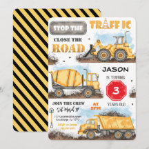 Invitación a fiesta de cumpleaños de construcción