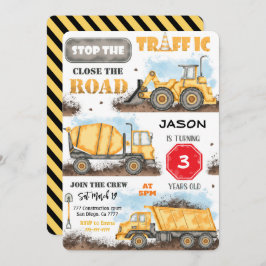 Invitación a fiesta de cumpleaños de construcción