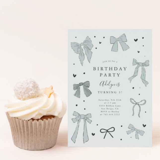 Invitación a fiesta de cumpleaños de Coquette Bow  (Subido por el creador)