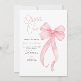 Invitación a fiesta de cumpleaños de Coquette Bow 