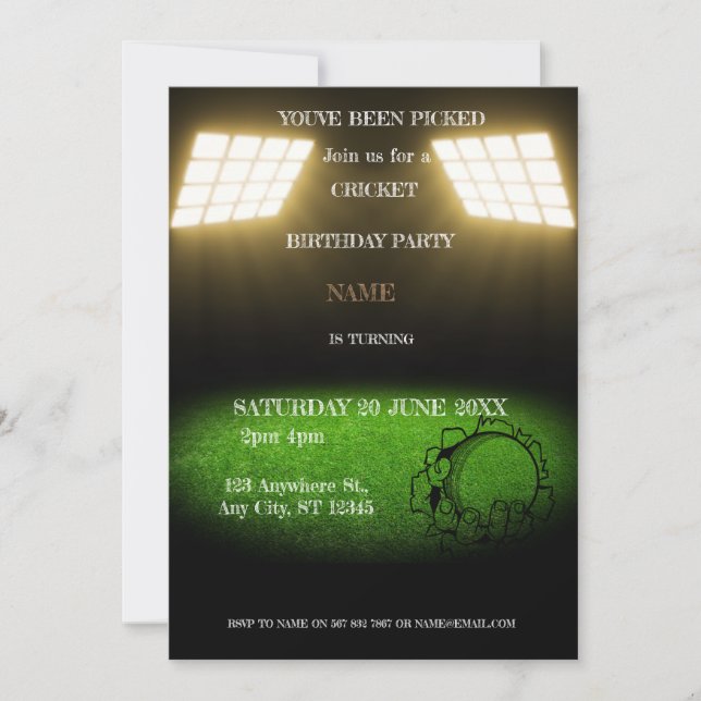 Invitación a fiesta de cumpleaños de cricket depor (Anverso)