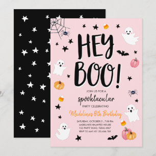 Invitación a fiesta de cumpleaños de Cute Ghost Ha