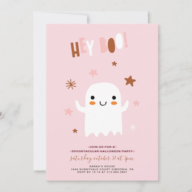 Invitación a fiesta de cumpleaños de Cute Ghost Ha (Anverso)