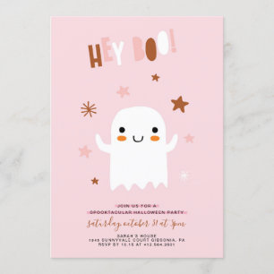 Invitación a fiesta de cumpleaños de Cute Ghost Ha