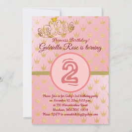 Invitación a fiesta de cumpleaños de Cute Gold Cro