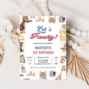 Invitación a fiesta de cumpleaños de Cute Kitty Ca