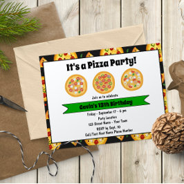 Invitación a fiesta de cumpleaños de Cute Pizza