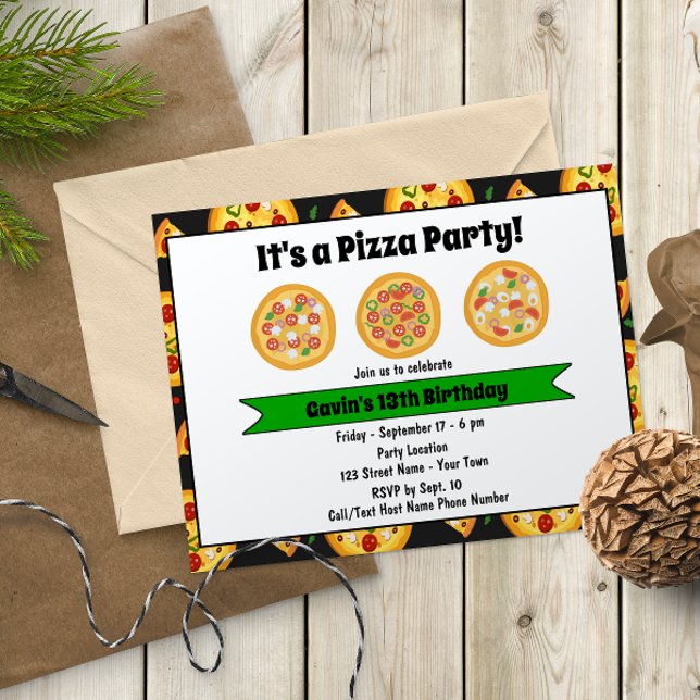 Invitación a fiesta de cumpleaños de Cute Pizza (Subido por el creador)