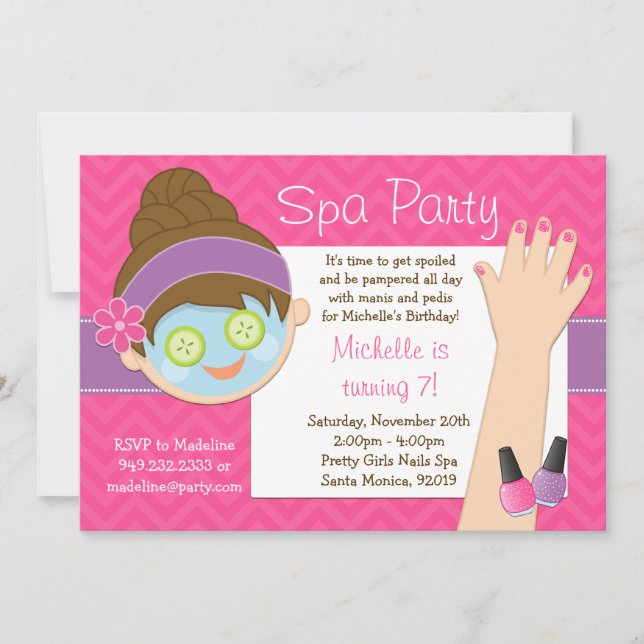 Invitación a fiesta de cumpleaños de Cute Spa (Anverso)