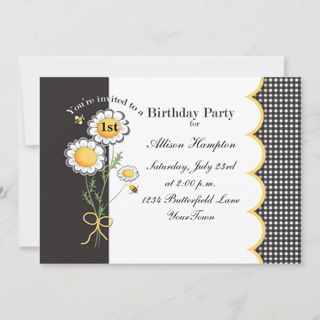 Invitación a fiesta de cumpleaños de Daisy (Anverso)